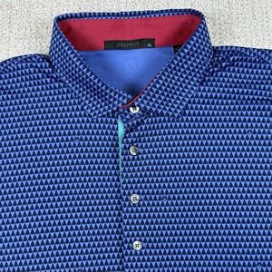 Greyson Men's XL Blue Geometric AOP Performance Golf Polo Shirt